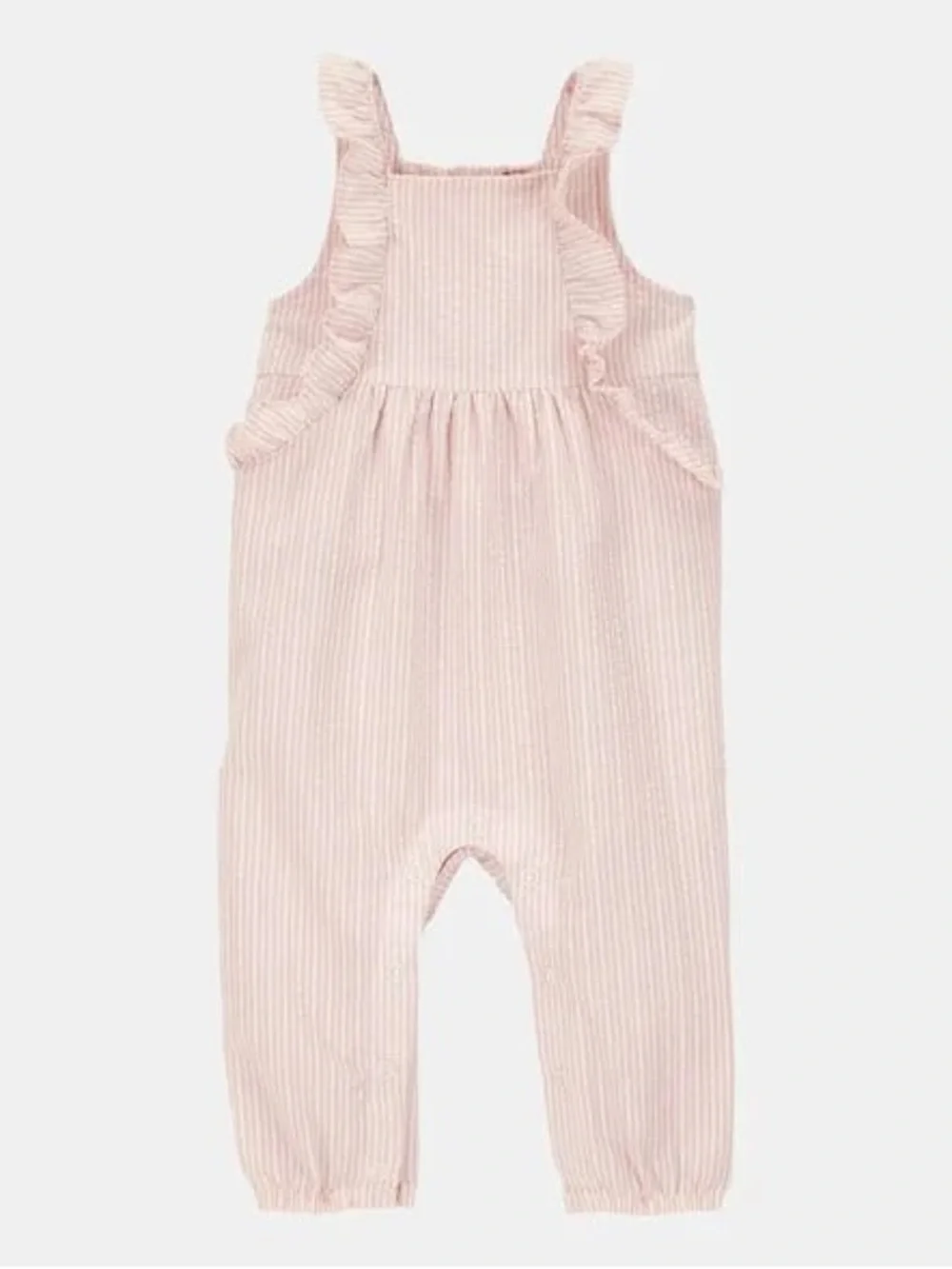 NWT Carter’s Pink Seersucker Ruffle Romper 12M Baby Striped Jumpsuit One Piece